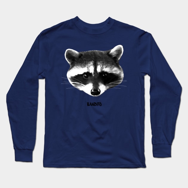 Raccoon "Bandito" cute animal design Long Sleeve T-Shirt by StephJChild